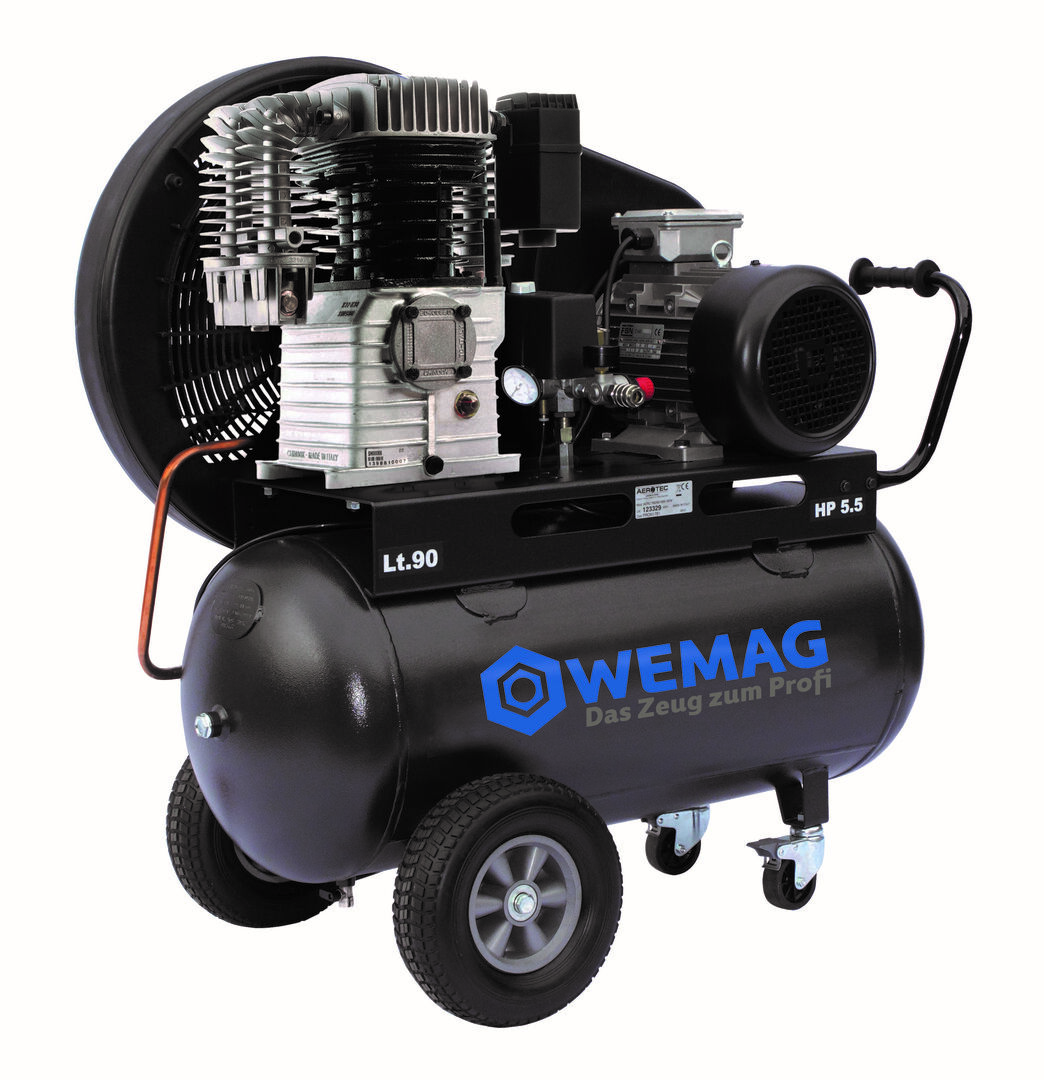 WEMAG Druckluft Kompressor 780-90 Pro 4 kW 10bar 90 L. Kessel 400V/50Hz fahrbar