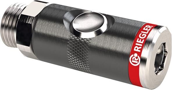 RIEGLER Druckknopf-Sicherheitskupplung NW 7,4 G 1/4" AG drehbar