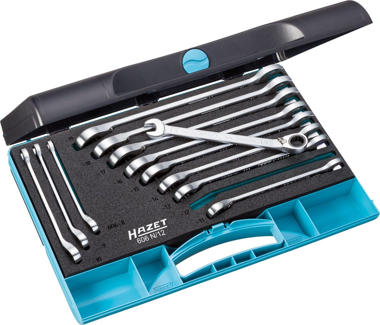 HAZET Knarren-Ring-Maulschlüsselsatz 606 12-teilig 8-19mm
