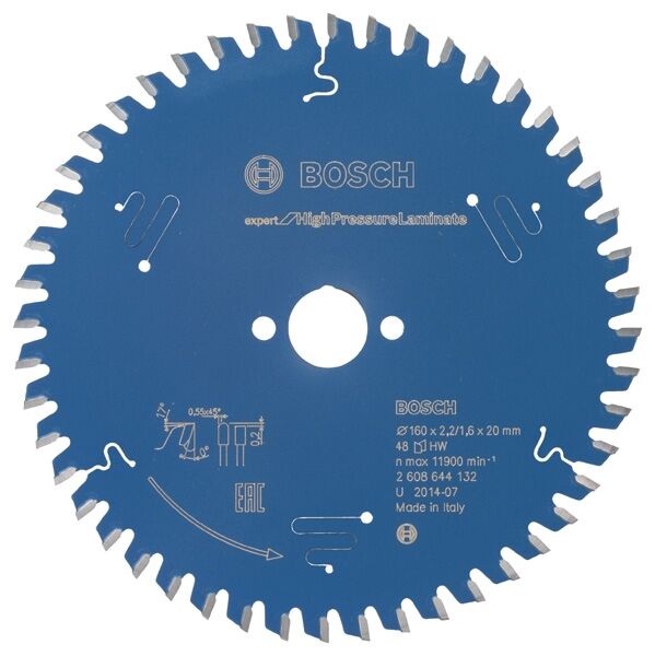 BOSCH Kreissägeblatt HW Expert High Pressure Laminate 160x20x2,2 48T