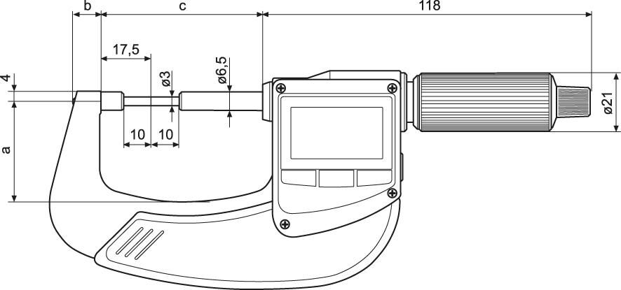 MAHR Digitale Bügelmessschraube mit abgesetzten Messflächen 0-25mm