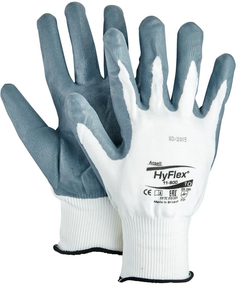 ANSELL Mehrzweck-Handschuh HyFlex 11-800 Gr. 10 weiß/grau