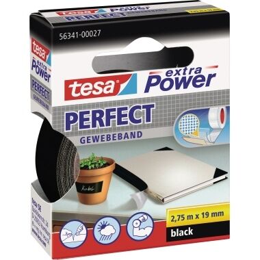 TESA Gewebeband 38mm 2,75m schwarz extra Power Perfect 56343-00034