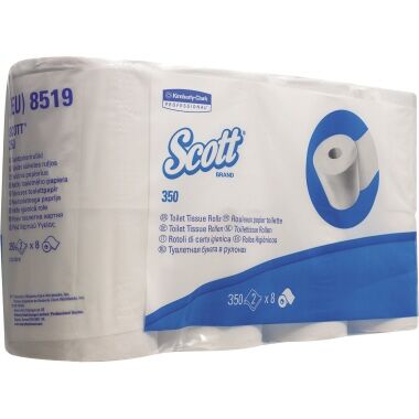 SCOTT Toilettenpapier Tissue 2-lagig 8 Rollen a 350 Blatt hochweiß 8519