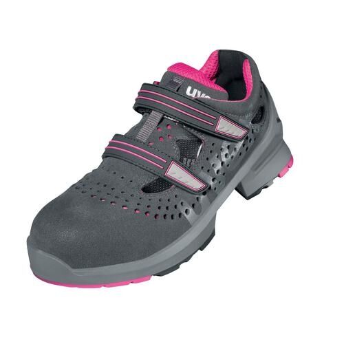 UVEX Sicherheitssandalen Damen gelocht Gr. 36 W11 S1 ESD SR grau/pink 8560.8