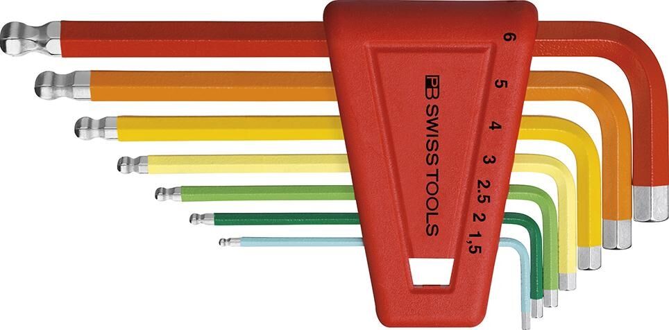 PB SWISS TOOLS Winkelschraubendrehersatz im Kunststoffh. 7-tlg. 1,5-6mm Rainbow