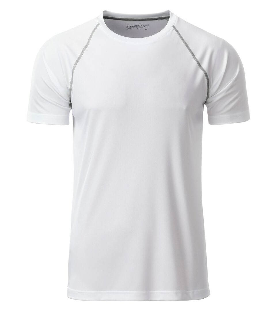 JAMES & NICHOLSON T-Shirt Sport Gr. S white/silver JN496