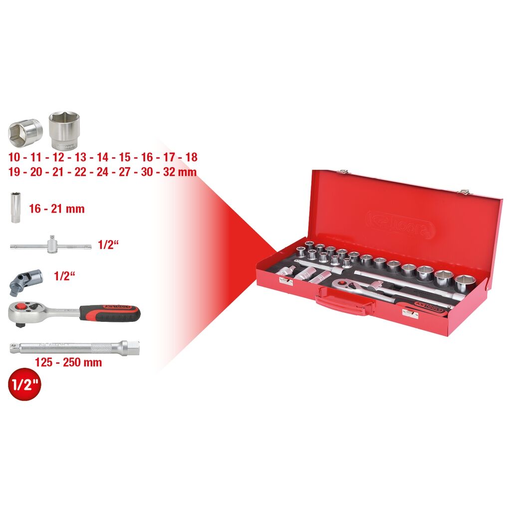 KS TOOLS Steckschlüssel Set 1/2" sechskant 24-teilig