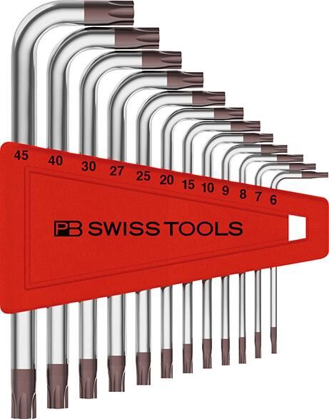 PB SWISS TOOLS SwissTools Winkelschraubendreher-Set im Kunststoffhalter 12-teilig T6-T45