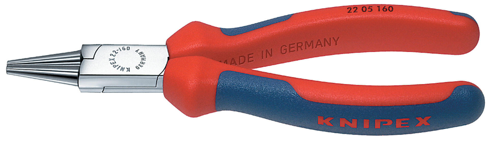KNIPEX 22 05 160 Rundzange mit Mehrkohne-Hülle verchromt 160mm
