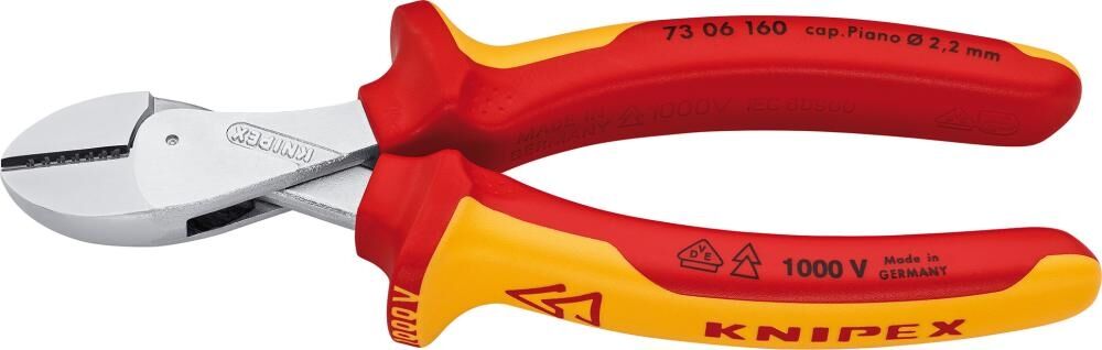 KNIPEX Kompakt- Seitenschneider 160mm X-Cut hochübersetzt verchromt VDE 73 06 160