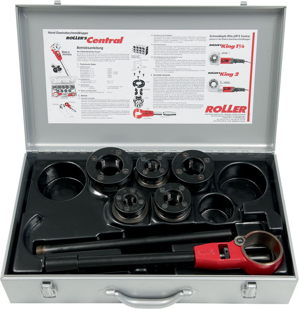 ROLLER Gewindeschneidkluppen im Koffer Central R 3/8-1 1/4"