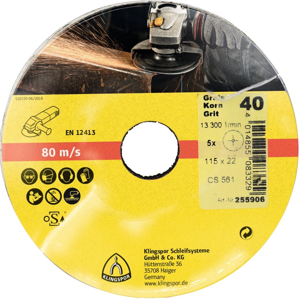 KLINGSPOR Fiberscheibe K60 Sternloch SB 125x22mm CS 561 5er Pack
