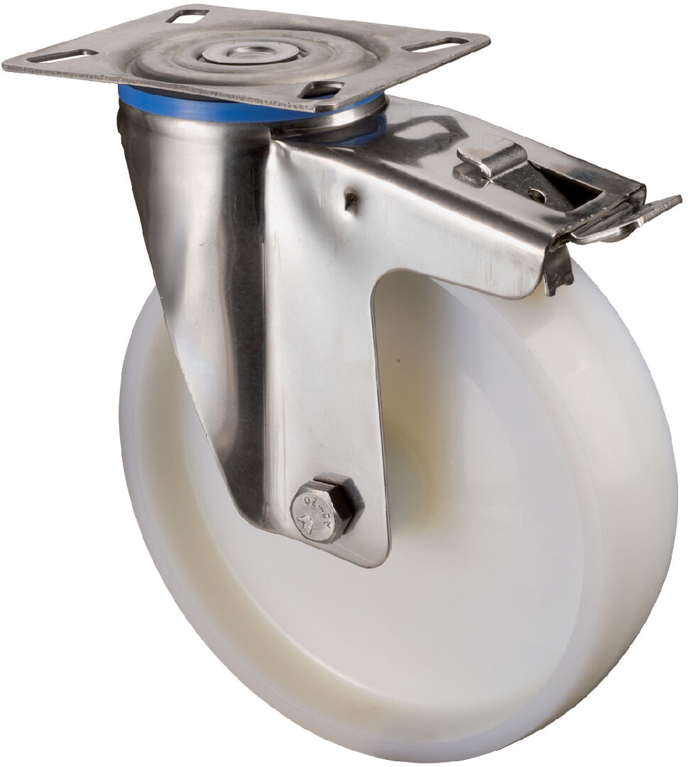 BS ROLLEN Lenkrolle mit Fst. Edelst.Rad-d 100mm 120KG Tragfür