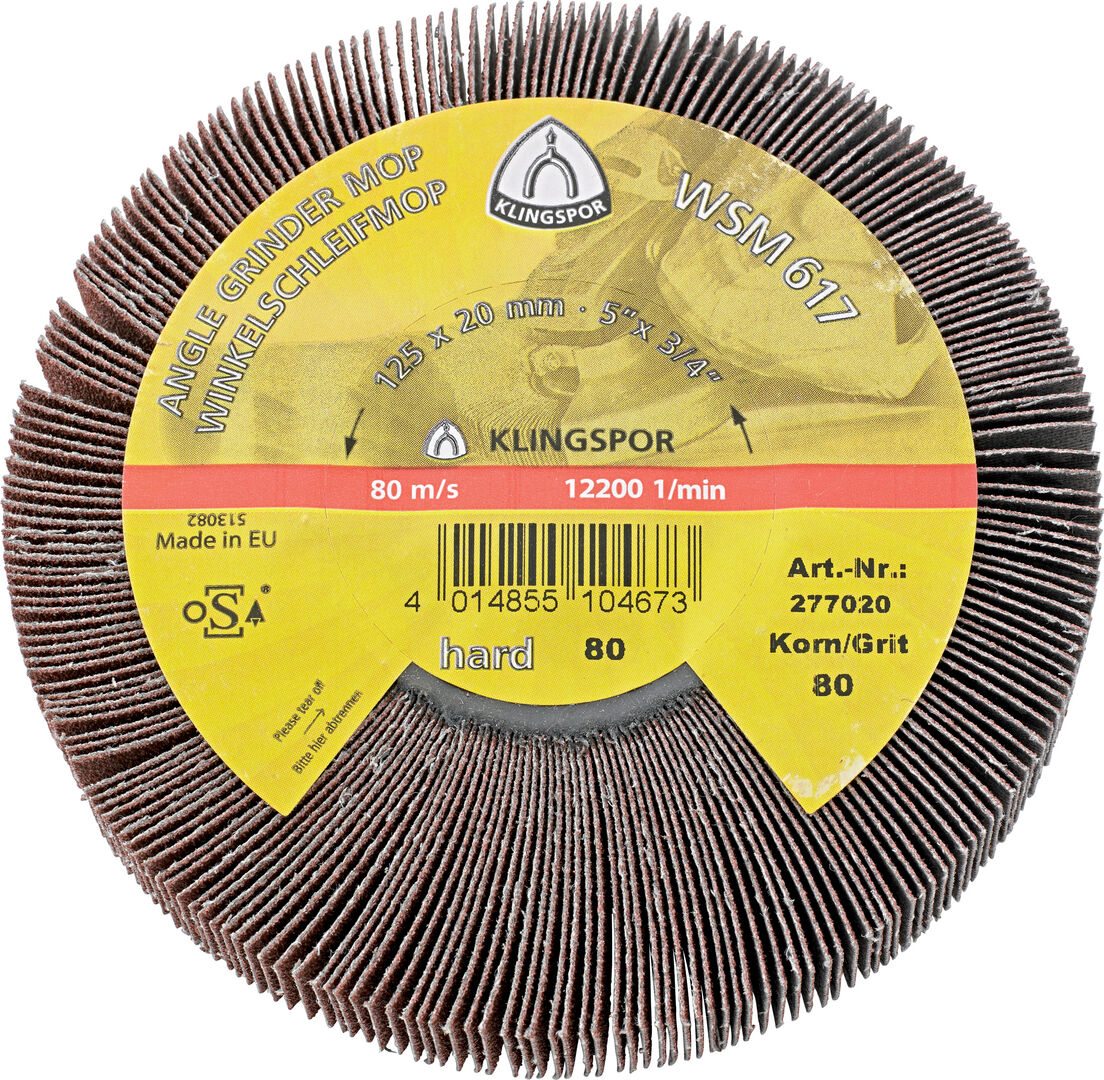 KLINGSPOR Winkelschleifmop WSM 617 125x20mm K80