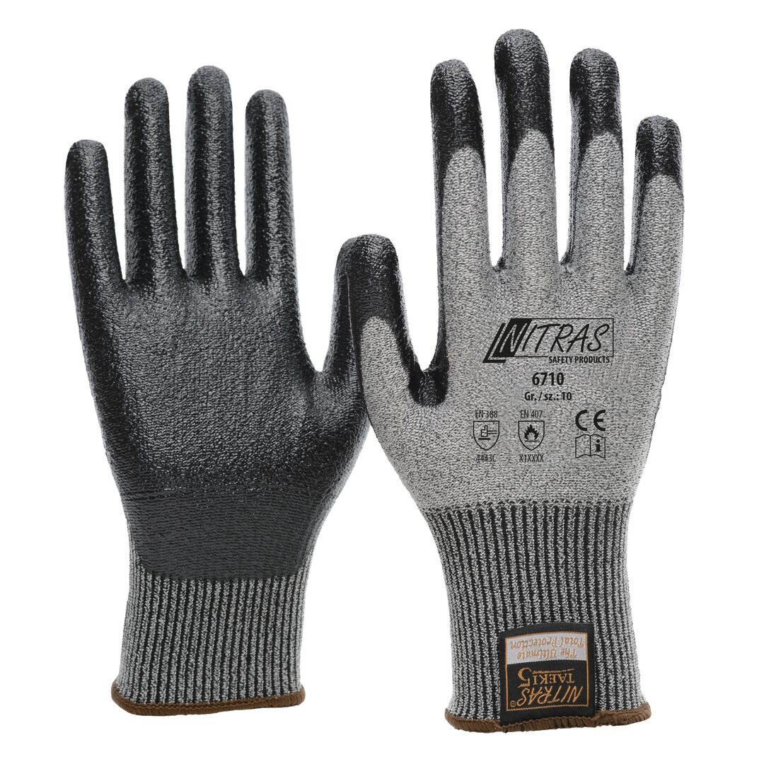 NITRAS TAEKI Schnittschutzhandschuhe Nitril schwarz Gr. 8 6710