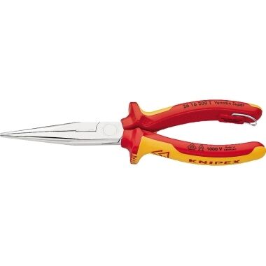 KNIPEX Flachrundzange mit Schneide 200mm isoliert Mehrkomponenten-Hülle VDE verchromt 26 16 200