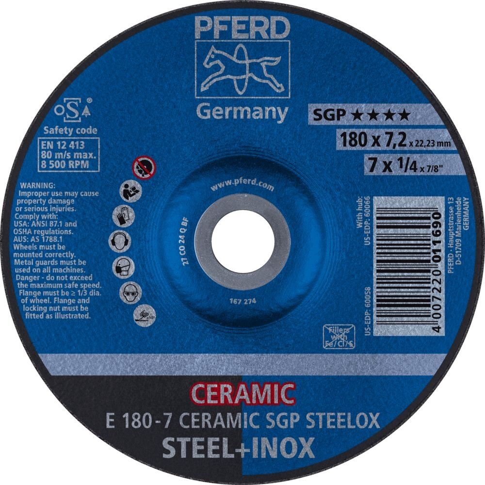 PFERD Schruppscheibe 180x7,2mm gekröpft CO24QSG