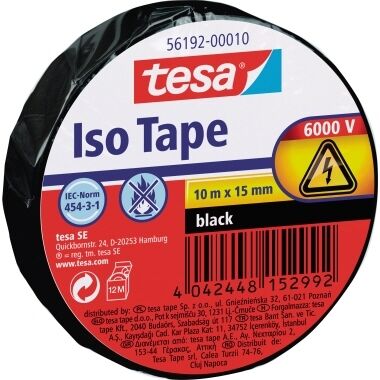 TESA Isolierband 56192-00010 15mm 10m schwarz
