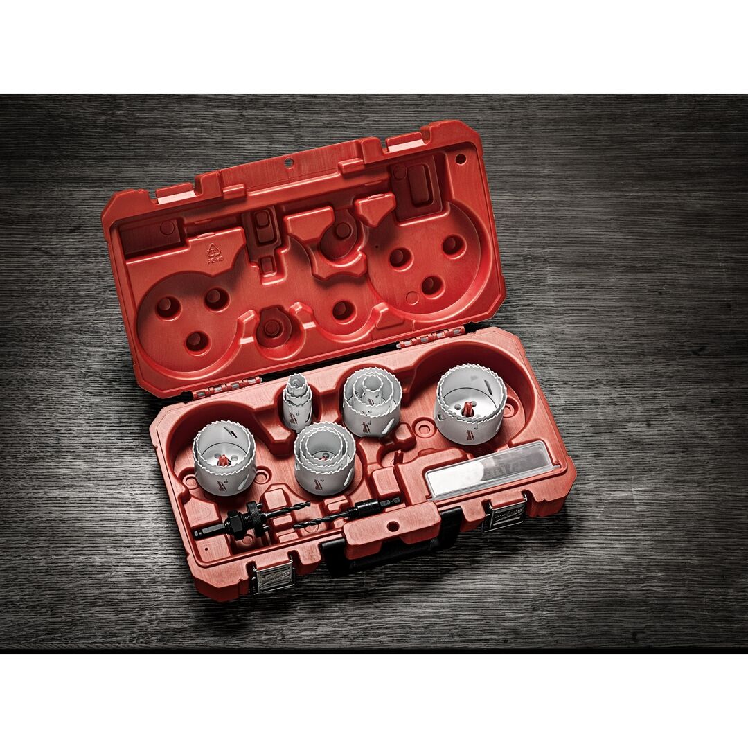 MILWAUKEE Lochsägen Bi-Metall Set 17-tlg 20-76mm Adapter Leichtwelle Bohrer