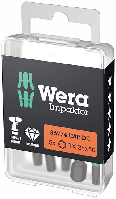WERA TX Bit 1/4" T25x50mm 5er Pack 867/4 IMP DC
