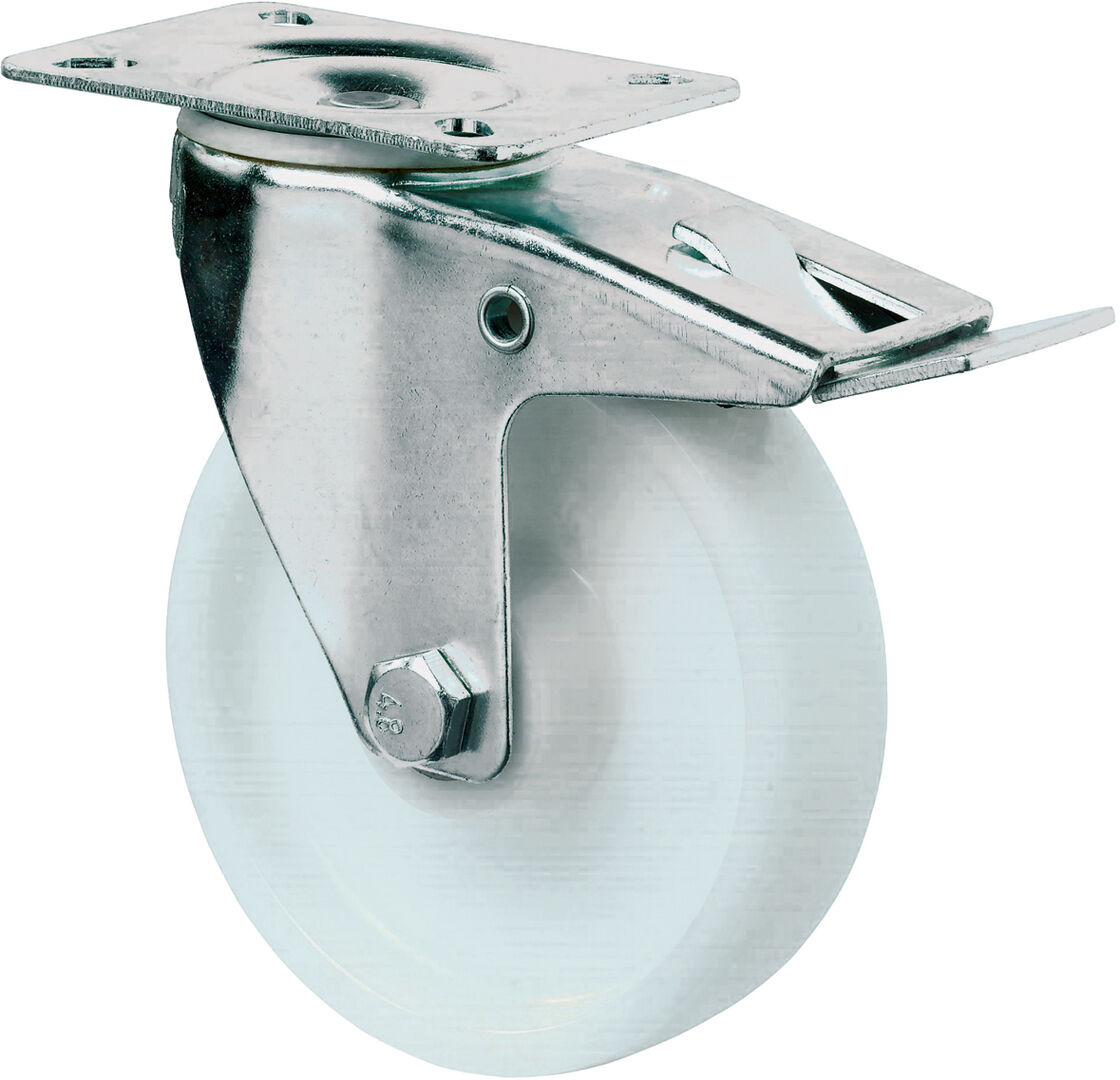 BS ROLLEN Lenkrolle Fest 150mm Stahlbl Verz Poly LG. R