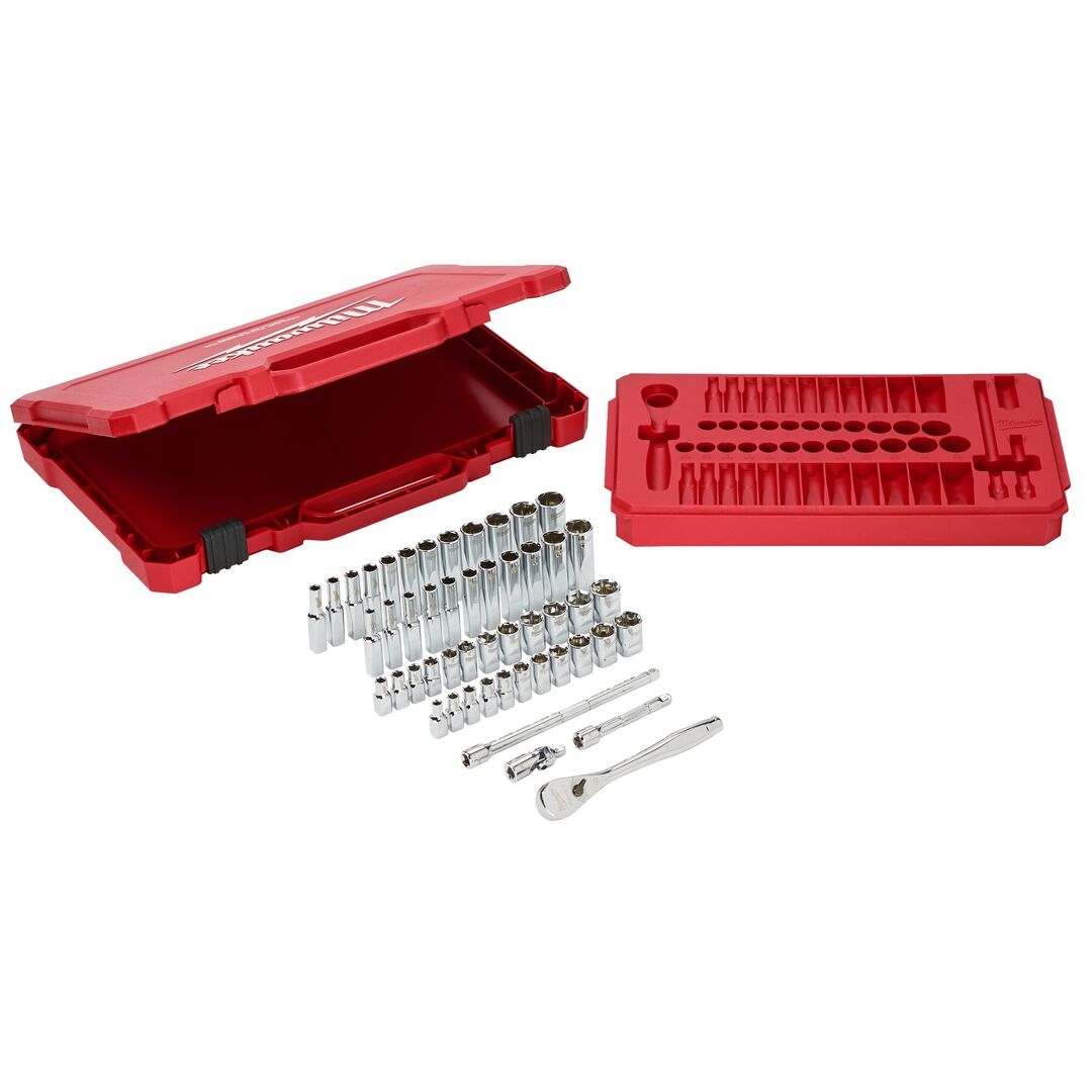 MILWAUKEE Werkzeugsatz 1/4" Ratsche und Steckschlüssel imperial & metrisch 50-teilig