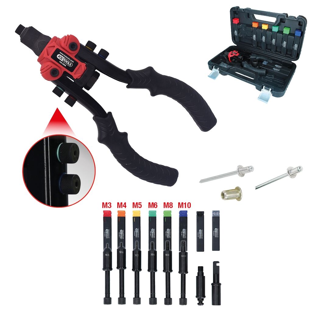 KS TOOLS Nietzange Set Nieten & Knabbern 3-in-1 15-teilig