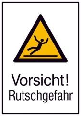 Warnschild Rutschgefahr Alu geprägt 262x371mm