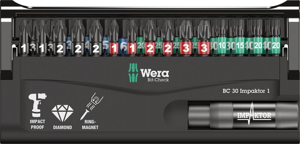 WERA Bit Set Impaktor 30-teilig gemischt