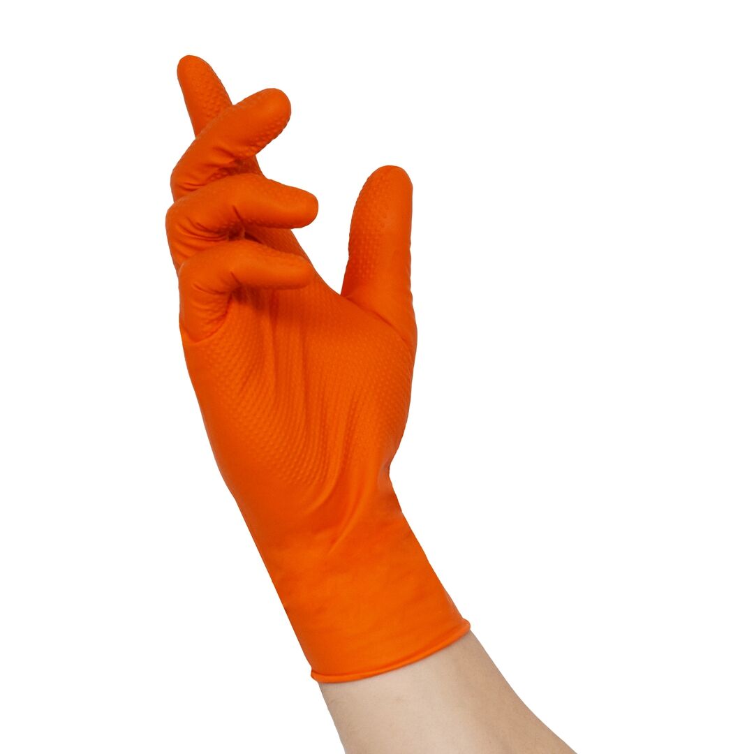 NITRAS Einmalhandschuhe TOUGH GRIP Gr. XL Nitril orange Pack a 50 Stück 8335