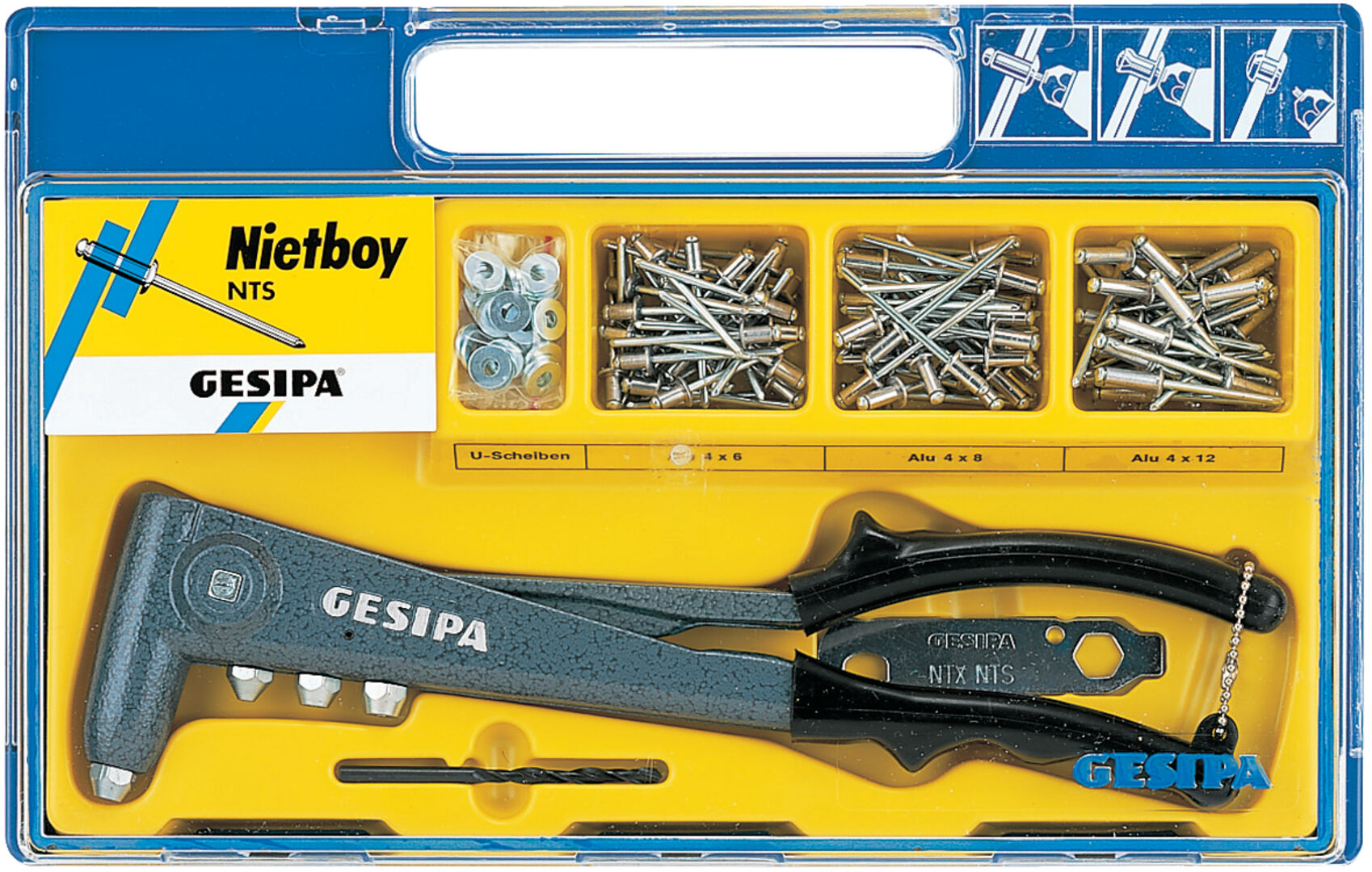 GESIPA Handnietzange Nietboy NTS in Box Alu bis 5mm Stahl bis 4mm 136 teilig