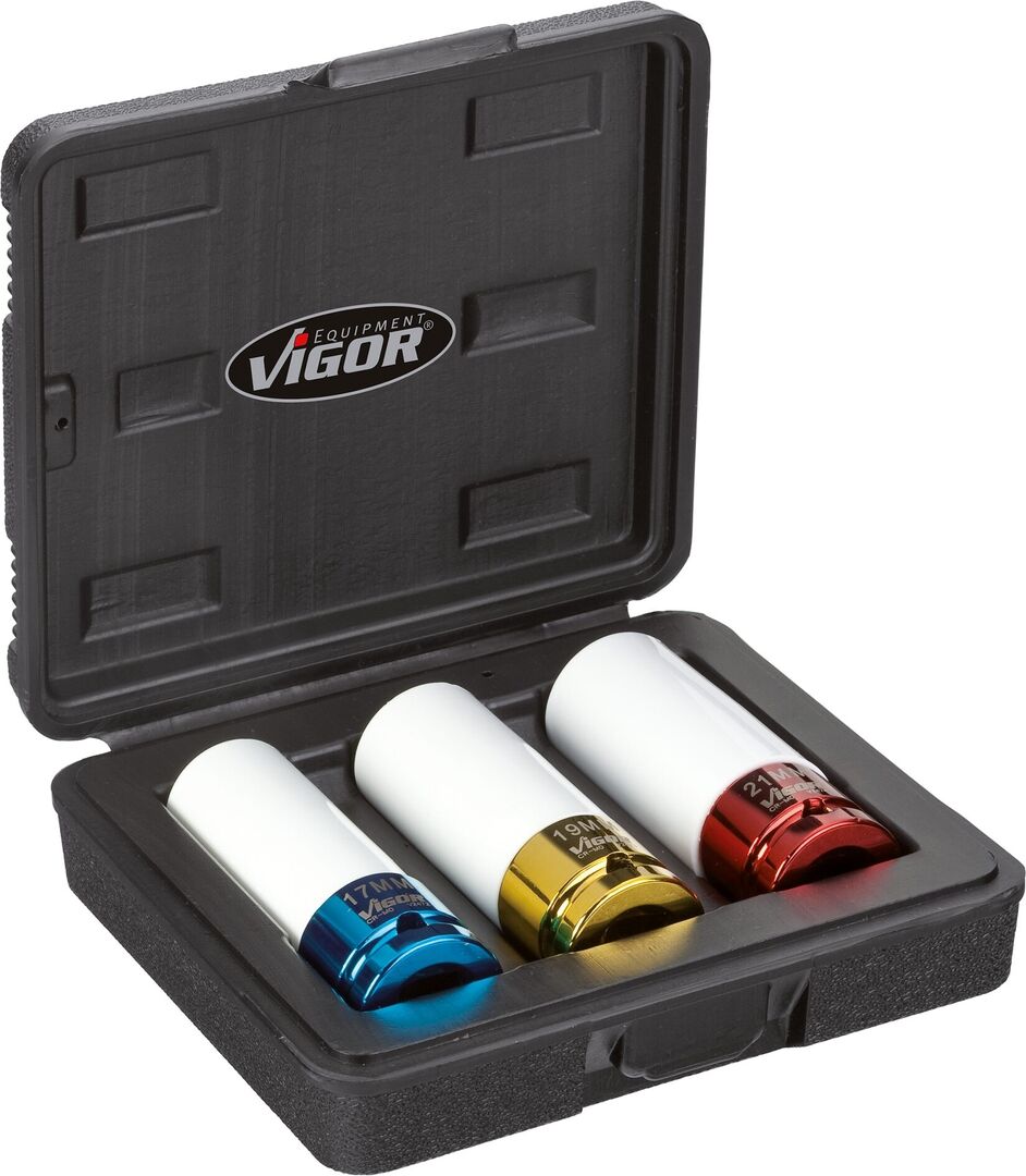 VIGOR 1/2" V2522 Schlagschrauber- Steckschlüssel-Set 3-tlg 17-19-21mm