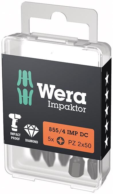 WERA Impaktor-Bit 1/4" Kreuzschlitz 855/4 IMP DC PZ 2x50mm 5er Pack