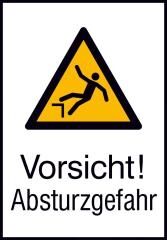 Warnschild Absturzgefahr Alu geprägt 262x371mm