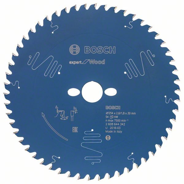 BOSCH Kreissägeblatt Expert for Wood 254x30x2,6mm 54 Z
