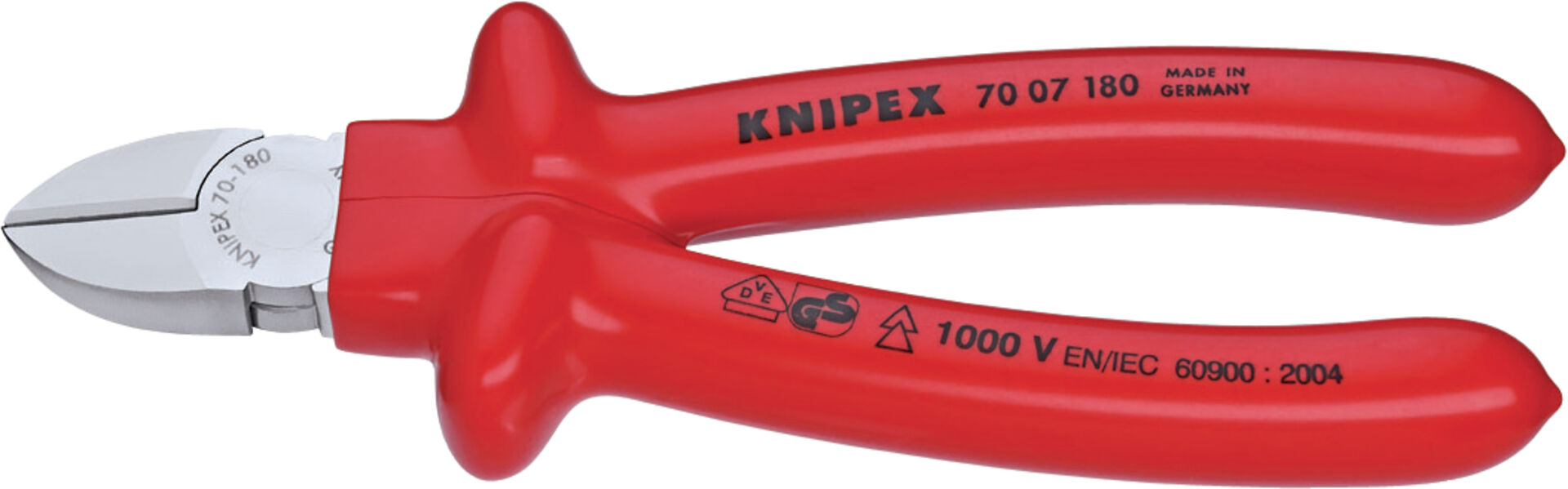 KNIPEX 70 07 180 Seitenschneider tauchisoliert VDE verchromt 180mm