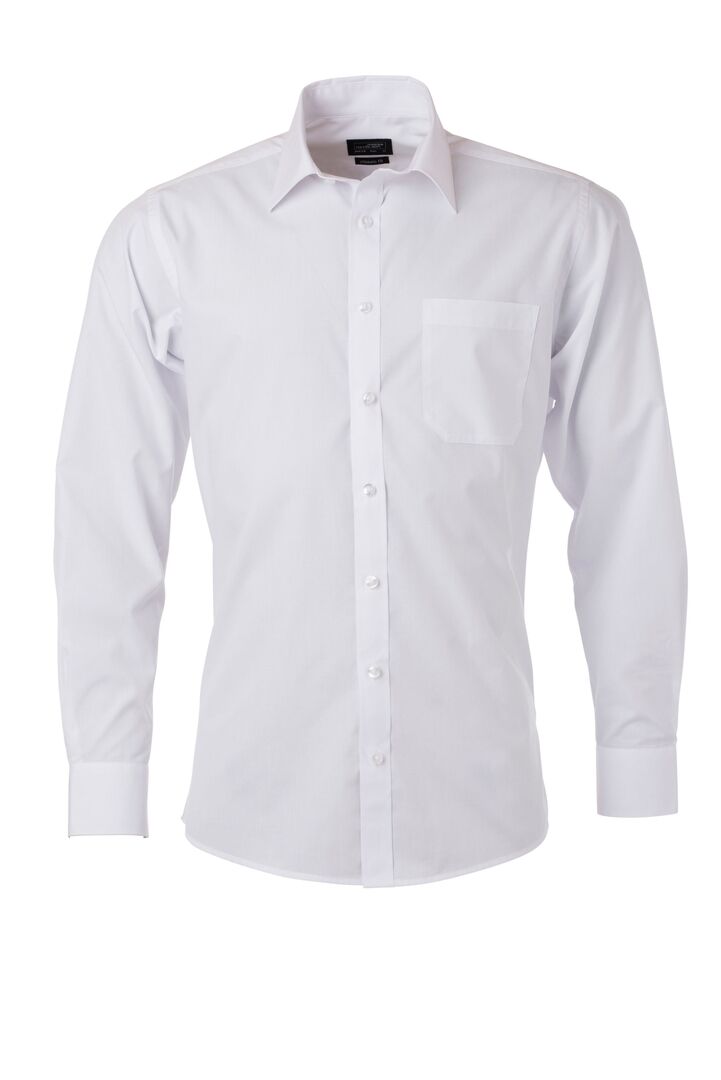 JAMES & NICHOLSON Langarmshirt Poplin Gr. XXL white JN678