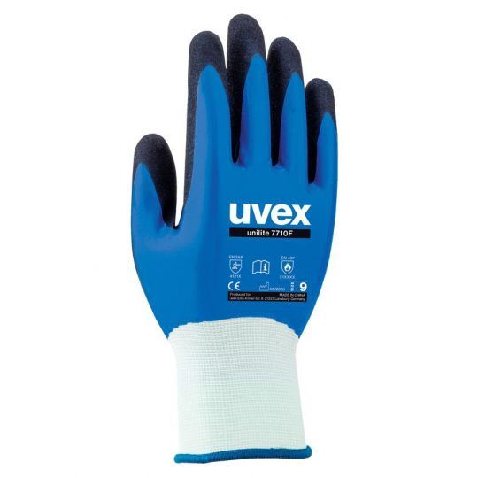 UVEX Montage-Handschuh unilite 7710F Gr. 9 Nitril blau/schwarz 6027.8