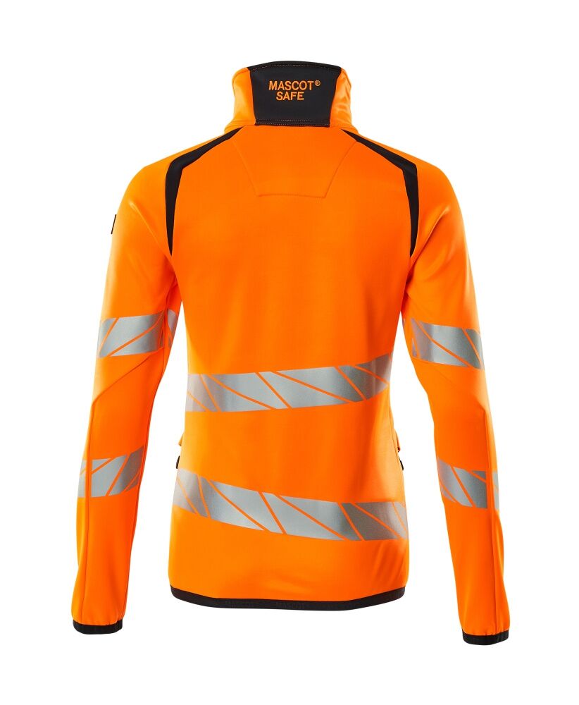 MASCOT Warnschutz-Fleece-Pullover Damen Gr. L Reißverschluss hi-vis orange/schwarzblau 19153-315