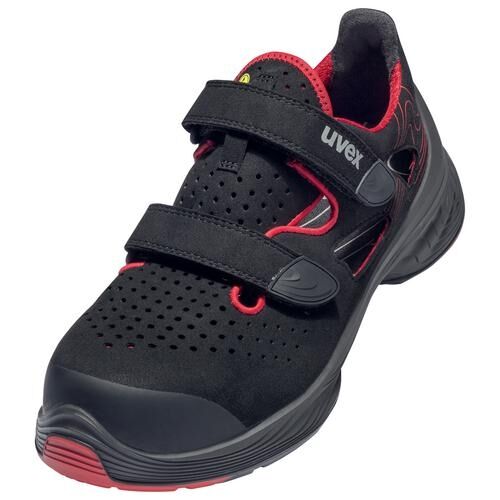 UVEX Sicherheitssandalen G2 Gr. 43 W10 S1PL ESD SR gelocht schwarz/rot 6836.1