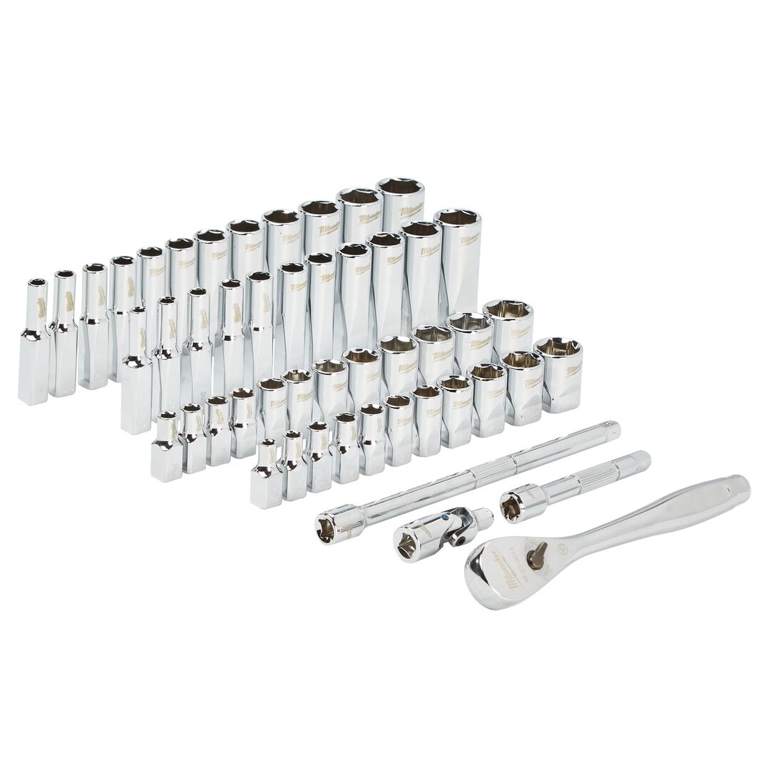 MILWAUKEE Werkzeugsatz 1/4" Ratsche und Steckschlüssel imperial & metrisch 50-teilig