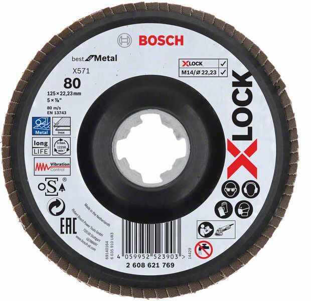 BOSCH Fächerscheibe 125mm K 80 Best for Metal X-LOCK
