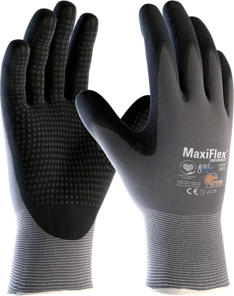 ATG Montagehandschuhe MaxiFlex Endurance Gr. 12 AD-APT Nitrilschaum grau/schwarz 42-844