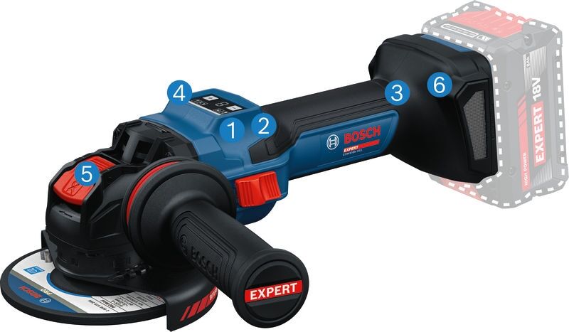 BOSCH EXPERT Akku-Winkelschleifer EXWX18V-15S, X-Lock 2x18V/8,0 Ah, Ladeg.