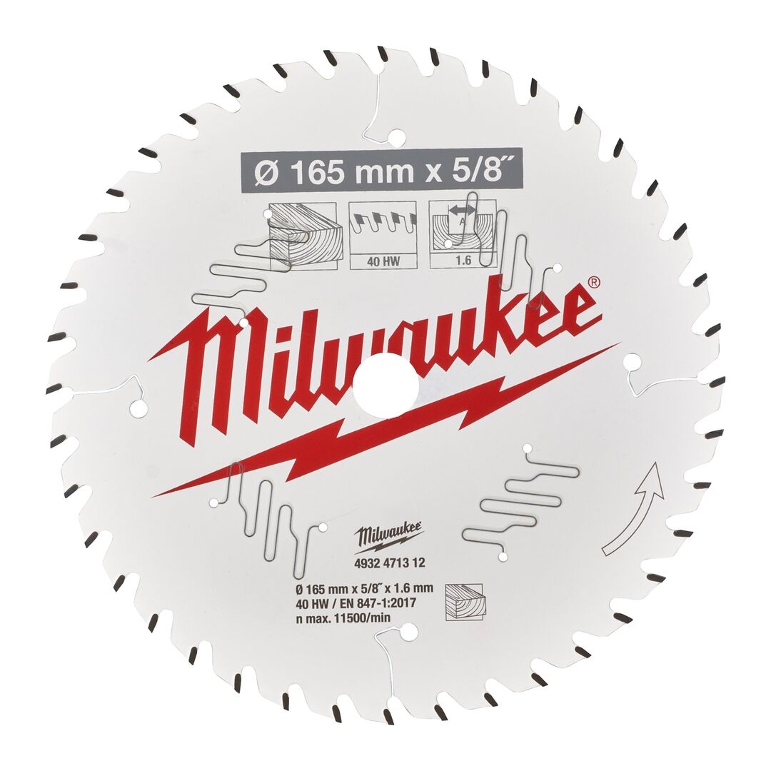 MILWAUKEE Kreissägeblatt Holz für Akku-Handkreissägen 165/15,87mm Z40