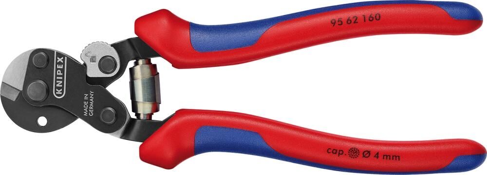 KNIPEX Drahtseilschere 160mm auch für hochfeste Drahtseile Mehrkomponenten-Hülle brüniert 95 62 160
