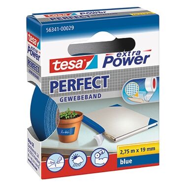 TESA Gewebeband 19mm 2,75m blau extra Power Perfect 56341-00029