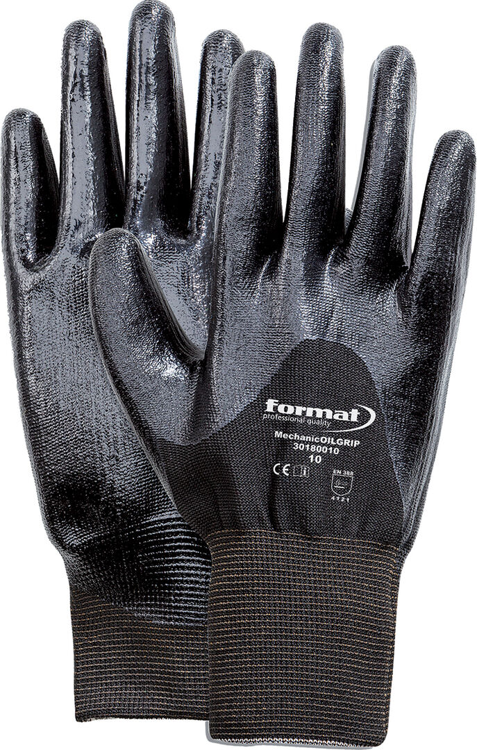 FORMAT Handschuhe Mechanic Oilgrip Gr. 10 Nitril schwarz