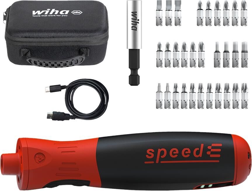 WIHA E-Schraubendreher Set speedE PocketDrive mit Bitbox & Tasche